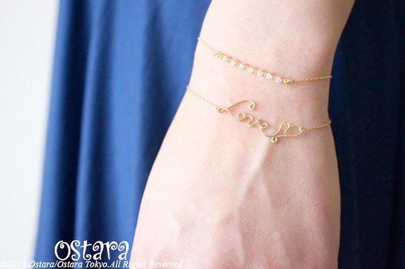 【14KGF】Wire Bracelet, "LOVE"  - Bracelets - Other Metals 