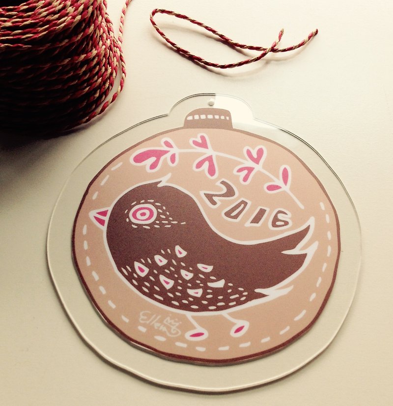Card Charm lucky birds - coffee (in) - Charms - Acrylic Multicolor