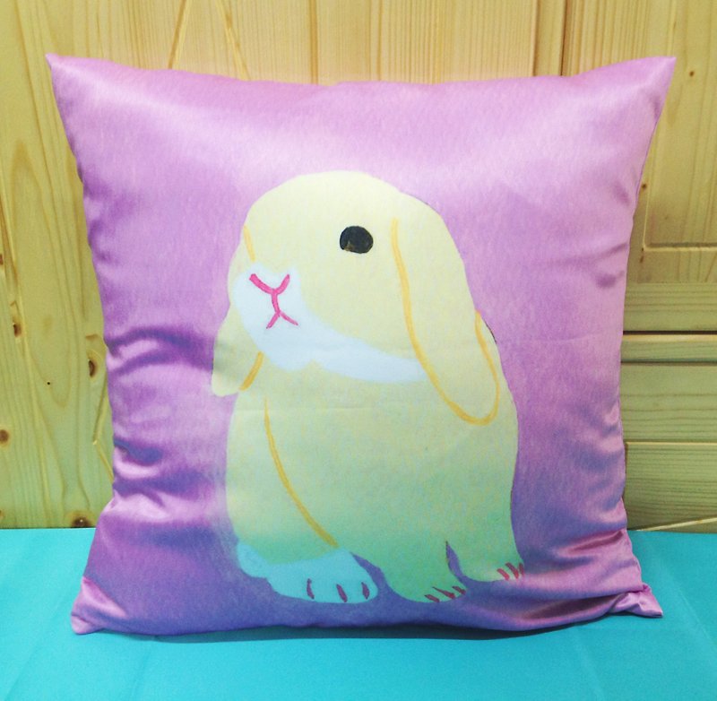 Hand-painted rabbit pillow pillowcase - หมอน - วัสดุอื่นๆ สีม่วง
