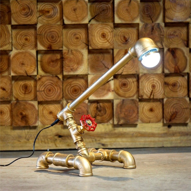 [Mania] industrial valve maker of retro nostalgia and creative office bedroom study lamp LED lamp decoration pipes - โคมไฟ - โลหะ สีทอง