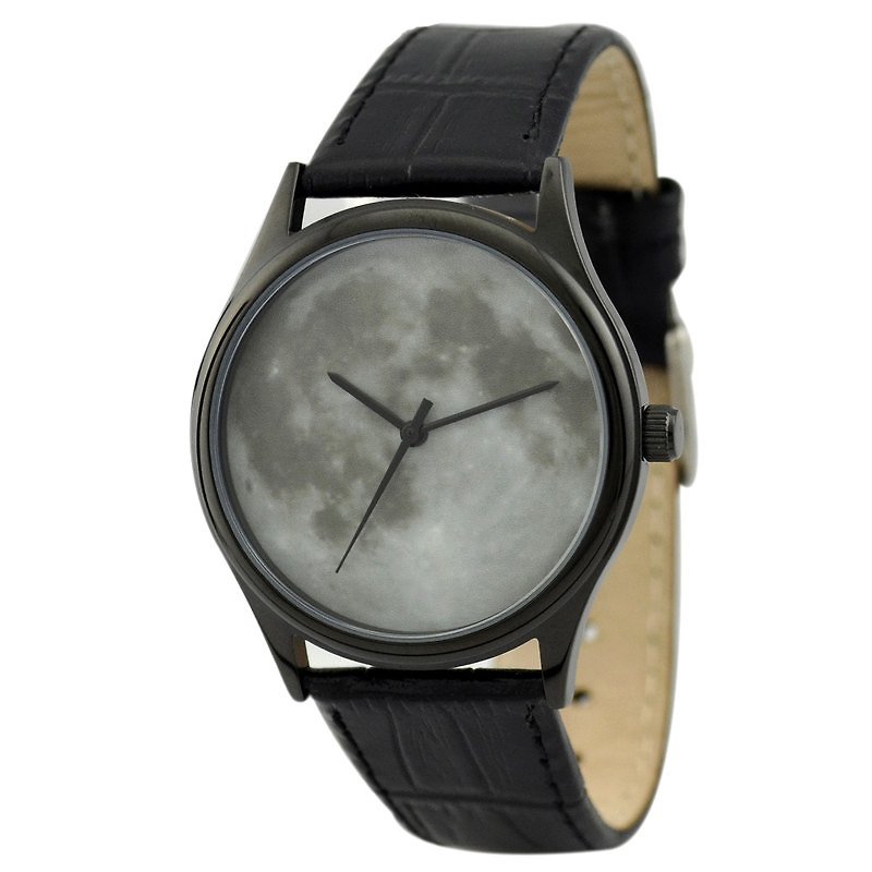 Moon Watch (White) in Black case - นาฬิกาผู้ชาย - โลหะ สีดำ