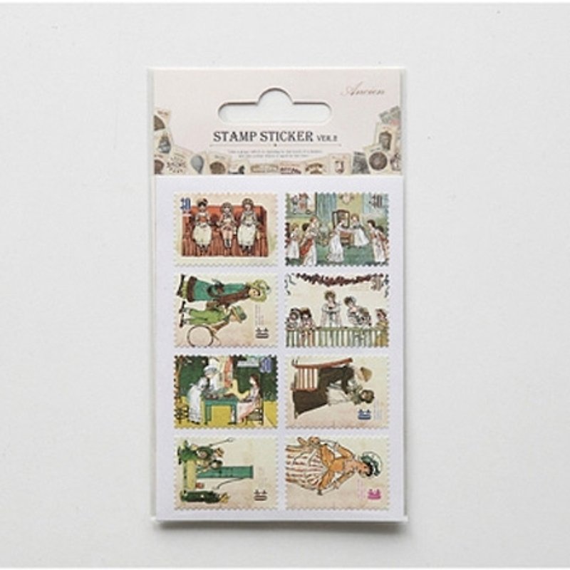 Ancien復古郵票貼V2_05 Little girl (E2D51295) - Stickers - Paper Multicolor