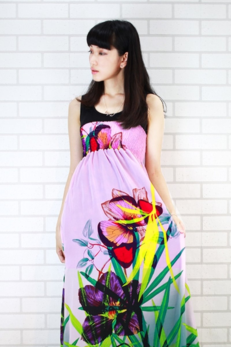 Flower World vest long dress - One Piece Dresses - Other Materials 