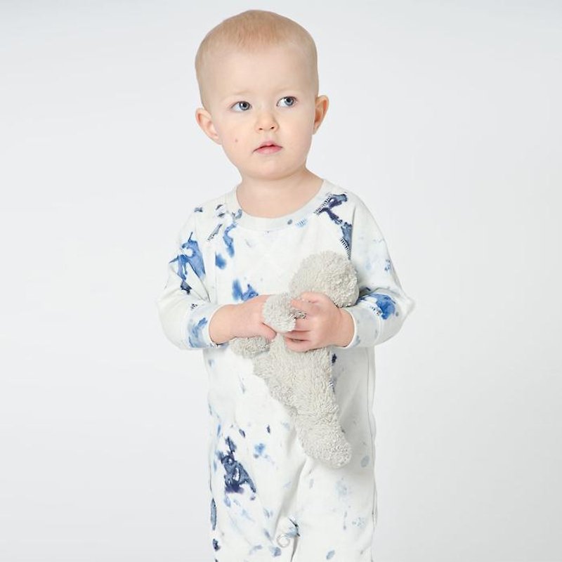 【ノルディック子供服】スウェーデン生まれたての赤ちゃん用オーガニックコットンバッグおならブルー - ロンパース - コットン・麻 ブルー