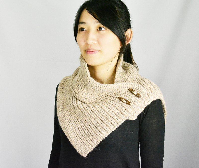 Alpaca wool hand-woven shawl _ _ camel fair trade - Knit Scarves & Wraps - Other Materials Gold