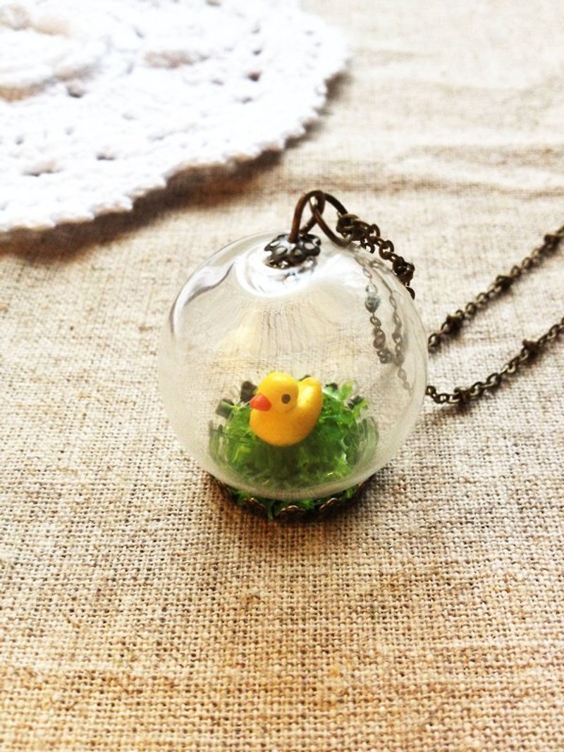 [Imykaka] ♥ crystal ball duck grass necklace Valentine - Necklaces - Glass Multicolor