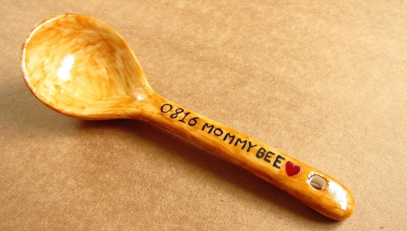 {Christmas gift sale in}  Customized ceramic tablespoon   (Customizable Name) - ช้อนส้อม - วัสดุอื่นๆ สีนำ้ตาล