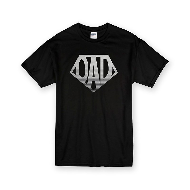 Super Dad 2 Black Cotton T-shirt - เสื้อยืดผู้ชาย - ผ้าฝ้าย/ผ้าลินิน สีดำ