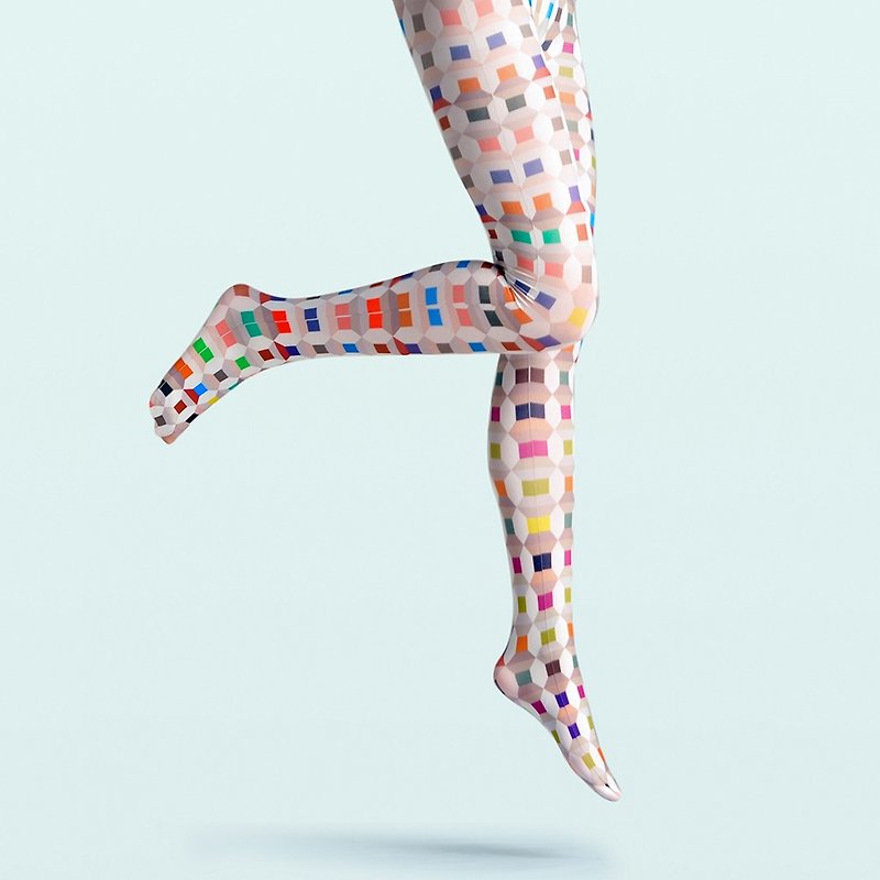 Viken企画デザイナーブランドパンティストッキングコットン靴下スタイリングクリーム色柄ストッキング - タイツ - コットン・麻 