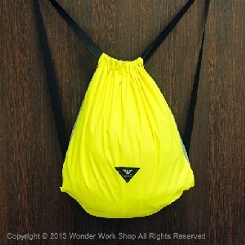 Wonder fluorescent yellow-sided waterproof beam port package - Drawstring Bags - Other Materials Yellow