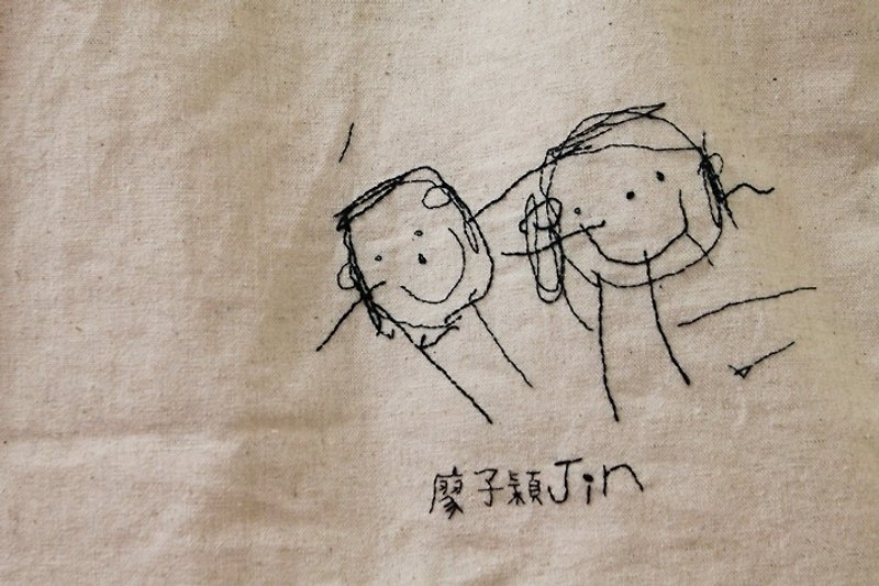 Your painting, your bag-The TOTE BAG Japanese cotton linen - กระเป๋าถือ - ผ้าฝ้าย/ผ้าลินิน สีกากี