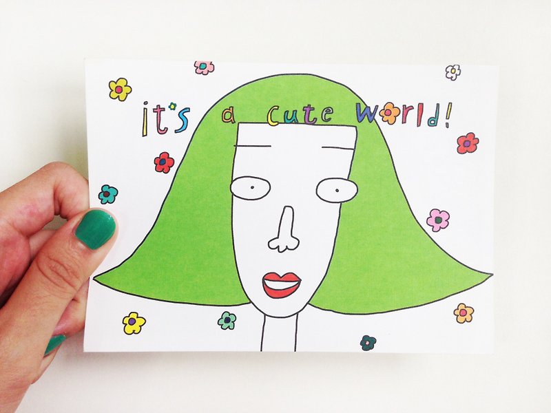Cute World | Postcard - Cards & Postcards - Paper White