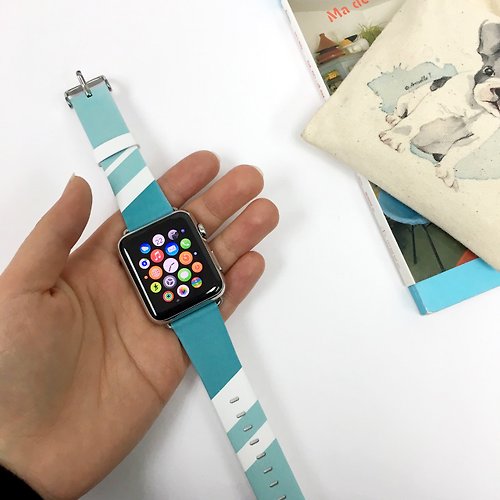 UltraCase Apple Watch Series 1 - 5 綠色幾何圖案皮手錶帶 38 40 42 44 mm