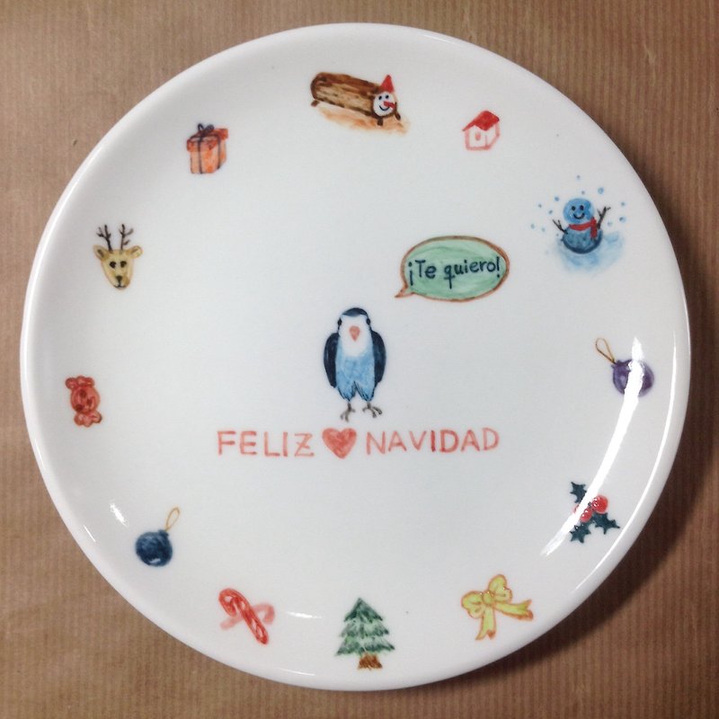 SKY Xmas-6 inch hand-painted Christmas porcelain plate - จานเล็ก - วัสดุอื่นๆ หลากหลายสี