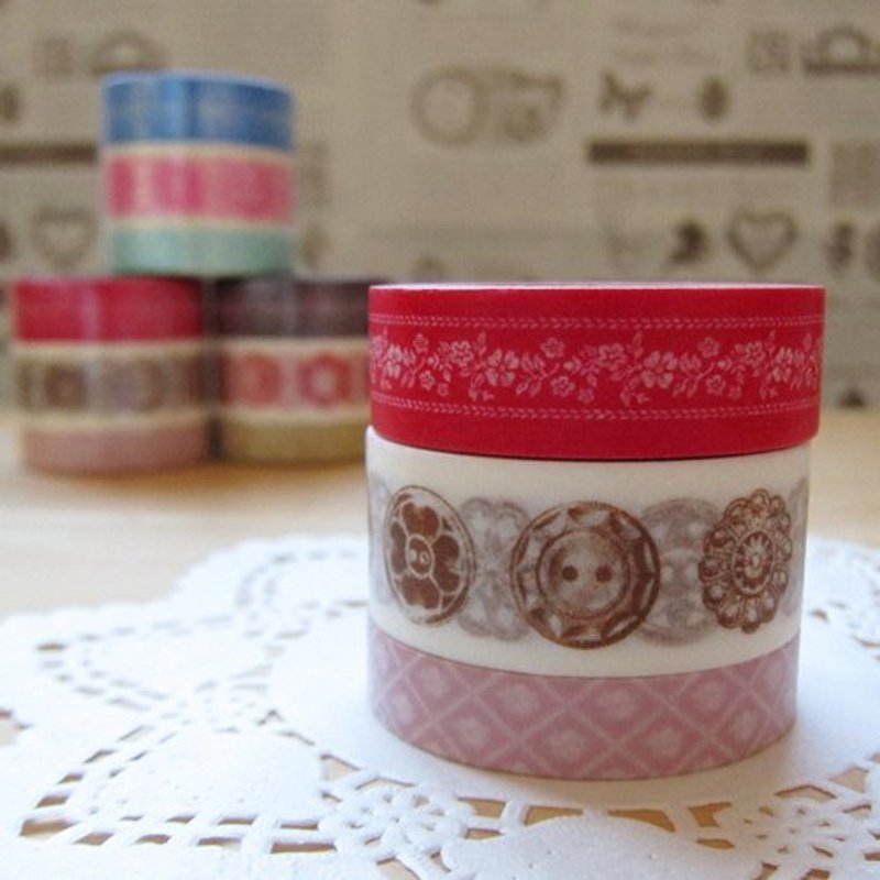 maste Masking Tape and paper tape 3 package [Button - Red (MSG-MKT04-RE)] - Washi Tape - Paper Red