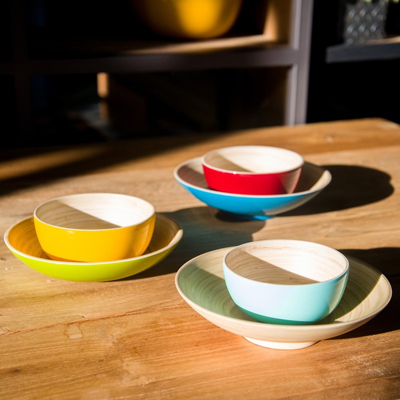 Natural handmade bamboo rice bowl (XS)-with feet - Bowls - Bamboo Multicolor