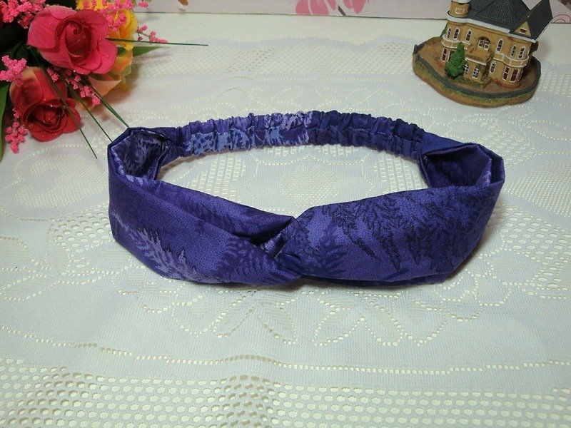 手染布~紫~交叉款髮帶 - 髮夾/髮飾 - 其他材質 