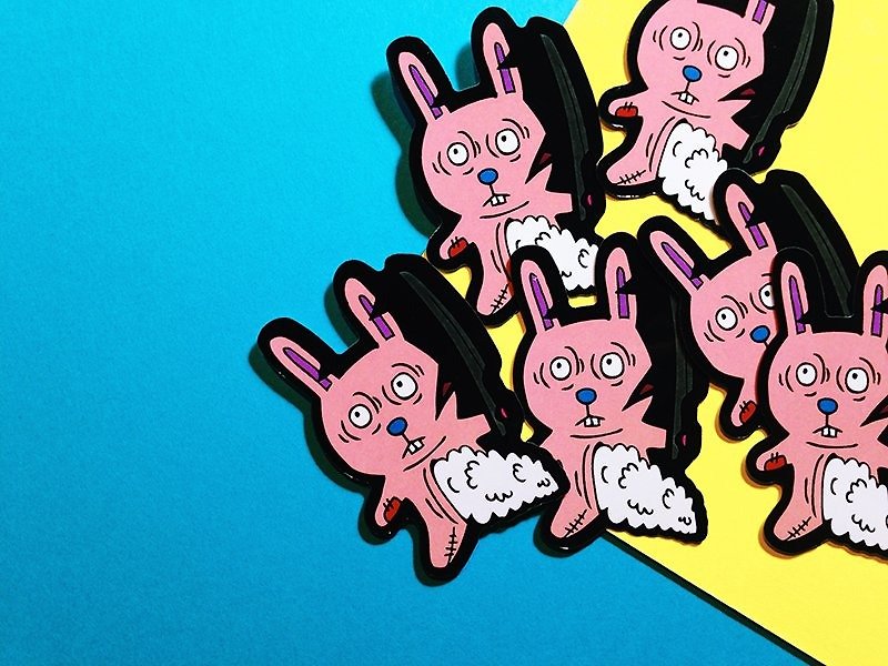 Killer Bunny/ Sticker - สติกเกอร์ - วัสดุกันนำ้ สึชมพู