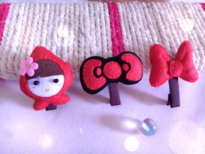 Non-woven ~ hairpin three groups ~ Q baby .KT bow. Minnie Bow - Hair Accessories - Other Materials Multicolor