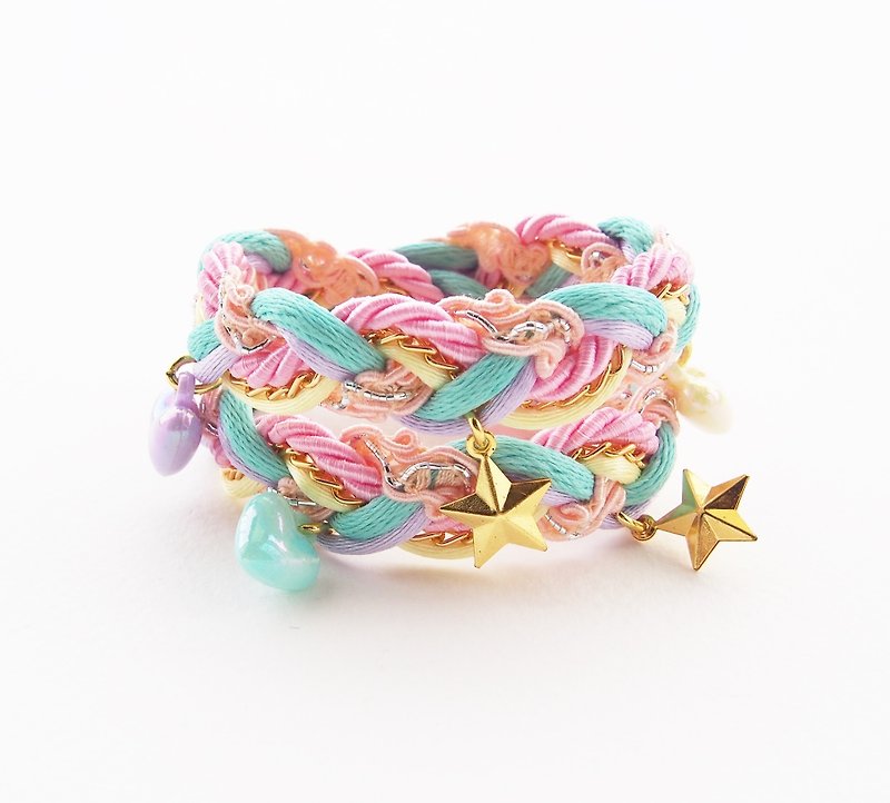 Pastel braided bracelet - 手鍊/手環 - 其他材質 多色