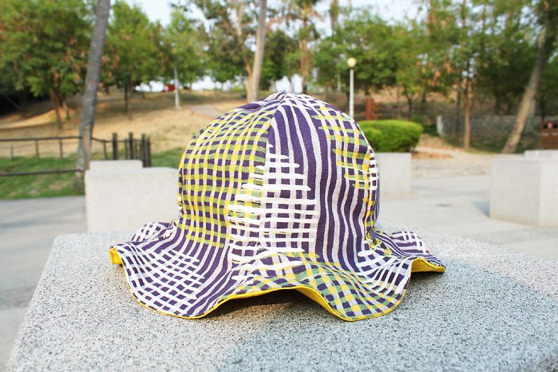 [CURLY CURLY] one thousand cells (purple yellow) / a cap A Flower Of Hat (double-sided wear) - หมวก - วัสดุอื่นๆ สีม่วง