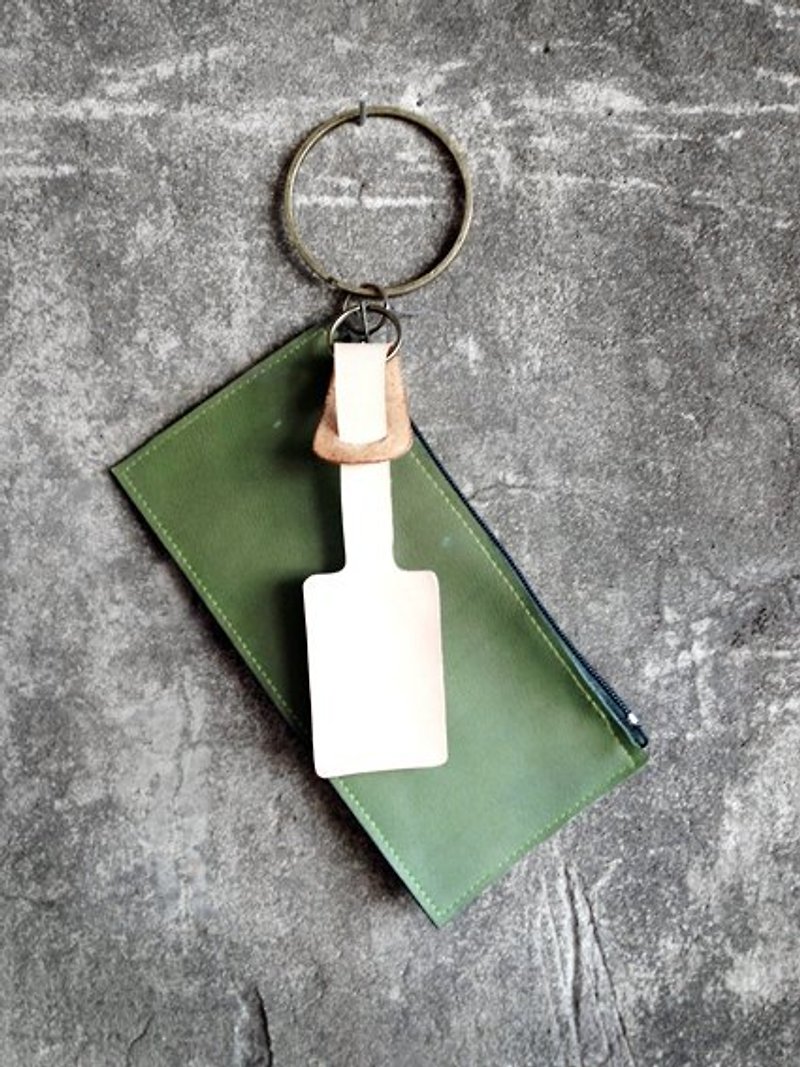 [Endorphin] tag holding purse + free printing <green> - Other - Genuine Leather Green