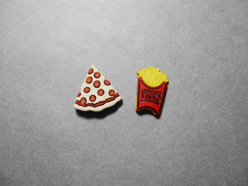 Earrings: pizza + chips - Earrings & Clip-ons - Plastic Multicolor