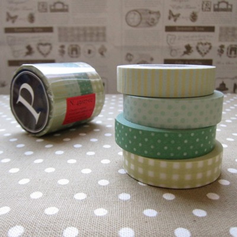 Kurashiki Artisan Washi Tape 4P [Green (45027-02)] - Washi Tape - Paper Green