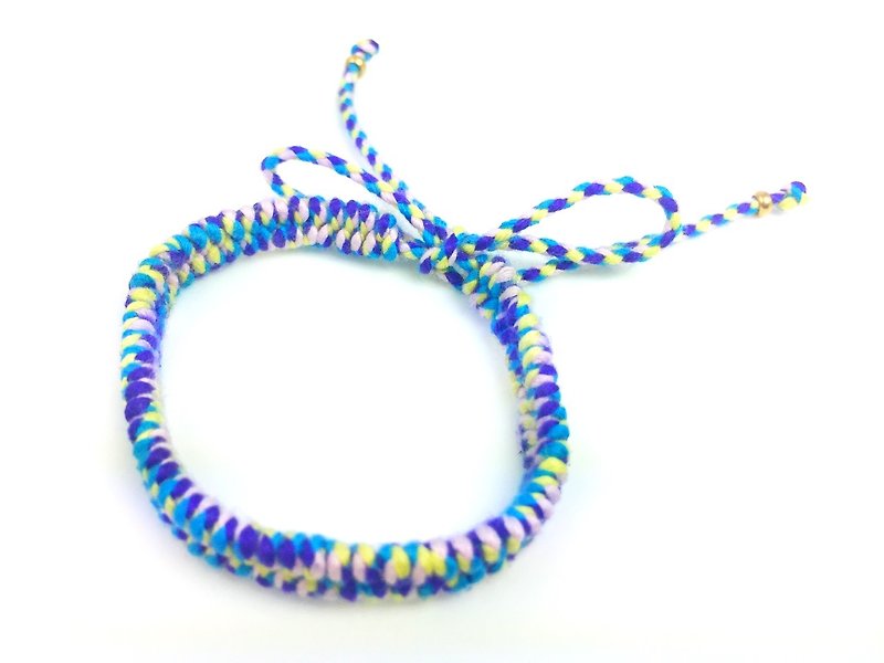 「紫黃藍粉日本進口繩 x 純手工編織」 - 手鍊/手環 - 棉．麻 多色