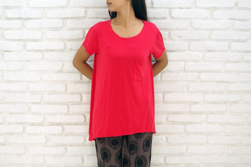Basic T-shirt <Red> - Women's T-Shirts - Other Materials Red