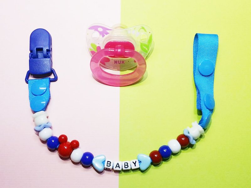 Cheerful custom name baby pacifier chain pacifier clip can be changed to vanilla pacifier with blue - ขวดนม/จุกนม - อะคริลิค สีน้ำเงิน