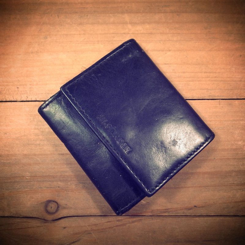 Old bone JIL SANDER black leather coin purse out of print authentic - กระเป๋าใส่เหรียญ - หนังแท้ สีดำ