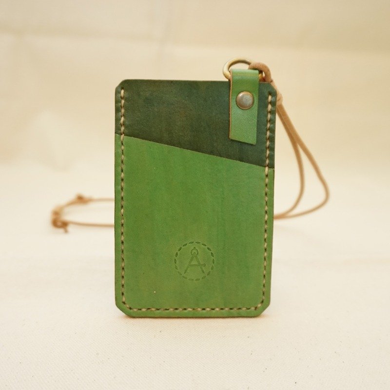 手染皮革證件套悠遊卡夾-抹茶雙色 - 證件套/卡套 - 真皮 綠色