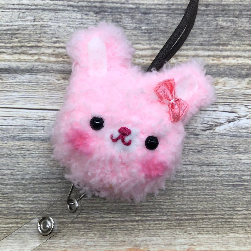Beibei Rabbit-Retractable Identification Card Ticket Holder Card Set Wool Weaving Small Object Document Set Work Permit - ID & Badge Holders - Other Materials Pink