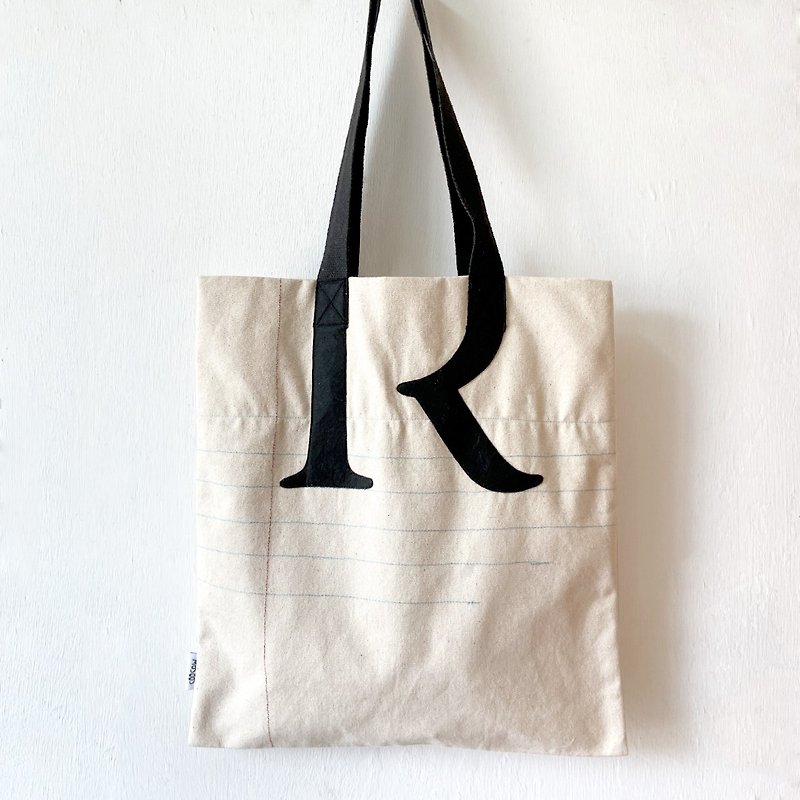 Exercises Book, Handmade Canvas Tote Bag, R, S - Messenger Bags & Sling Bags - Cotton & Hemp Khaki
