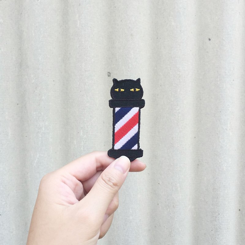Meow Barber - Meow Barber Pole Pin - เข็มกลัด - งานปัก สีดำ