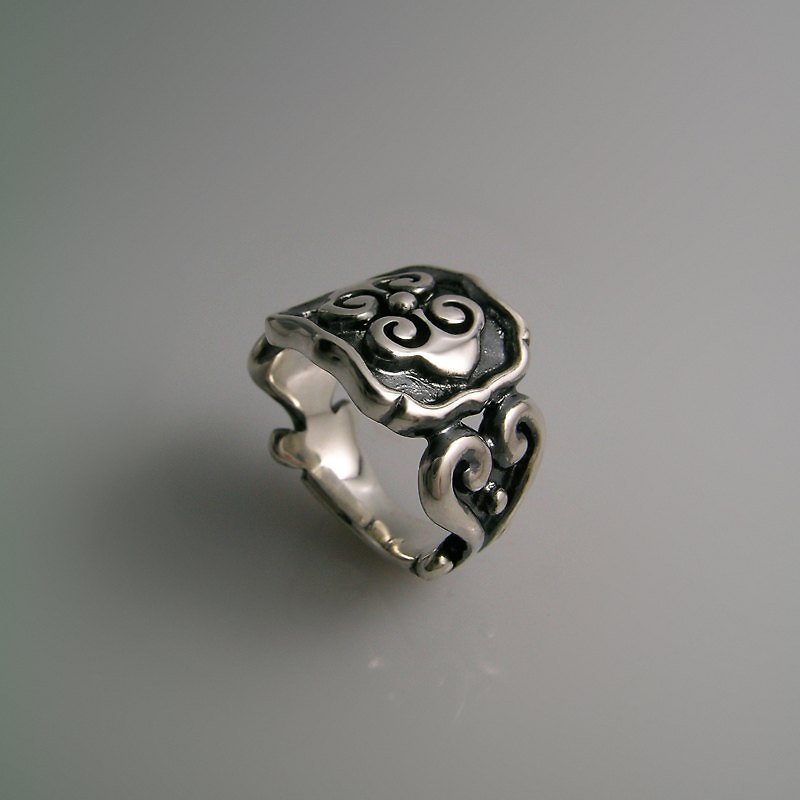FUHSIYATUO sterling silver ring - แหวนทั่วไป - โลหะ สีดำ