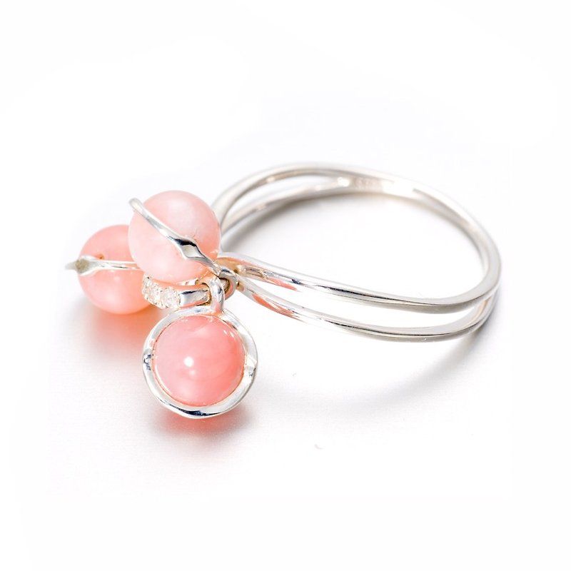 Pink Opal Ring, Pink Stone Engagement Ring, Opal Diamond Ring, Pink Quartz Ring - แหวนทั่วไป - เครื่องประดับพลอย สึชมพู