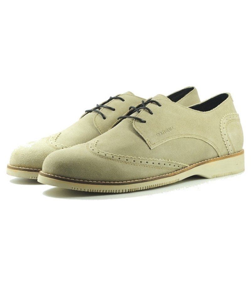[Dogyball] Autsin classic carved Oxford shoes nude color England College Wind - รองเท้าลำลองผู้ชาย - หนังแท้ สีกากี