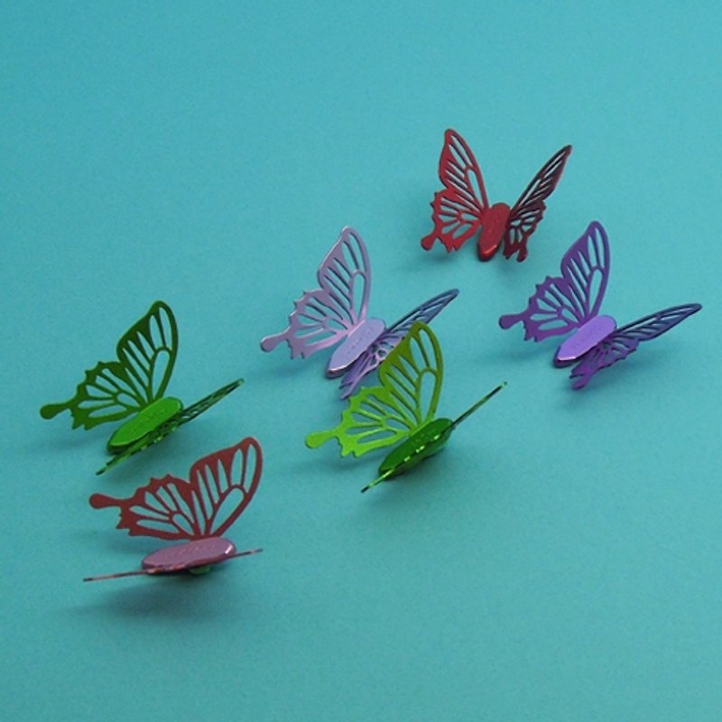 Desk + 1 │ cold crushed butterfly magnet group (6 Pack) - colorful color - สติกเกอร์ - โลหะ หลากหลายสี