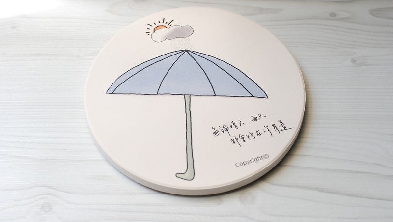 Absorbent Coaster-Umbrella - ที่รองแก้ว - วัสดุอื่นๆ ขาว
