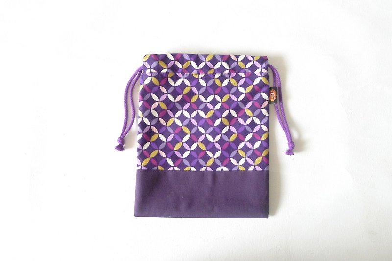 ✎ Japanese Pattern Totem | Drawstring Pocket/3C Bag/Universal Bag | Purple | Large - Toiletry Bags & Pouches - Other Materials 