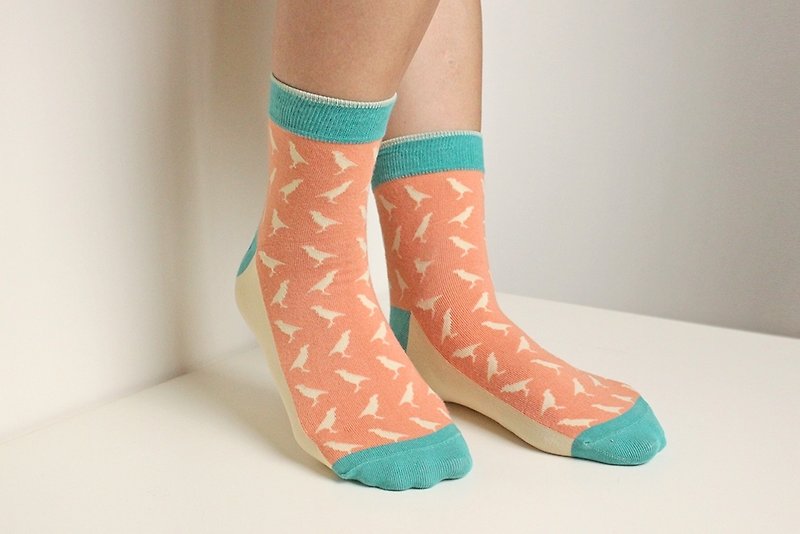 印花樂短襪-八哥/桃子粉色 - Socks - Other Materials Pink