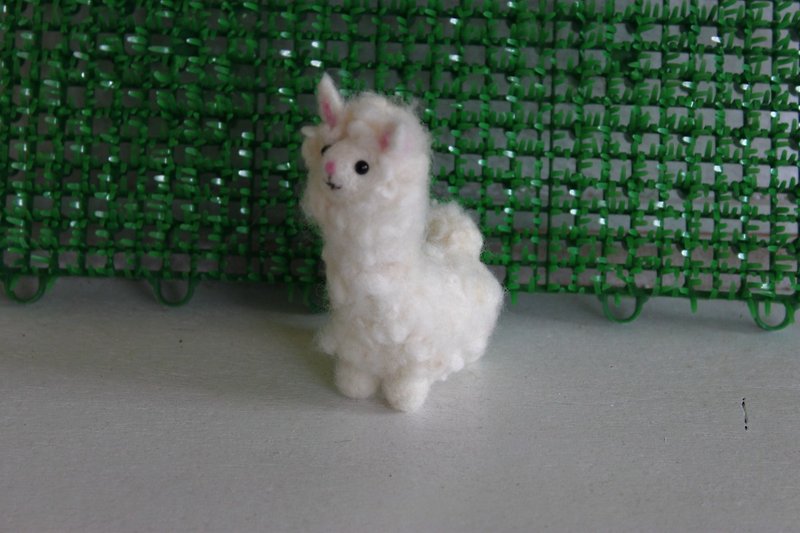 White mini alpaca charm and necklace - Necklaces - Wool White