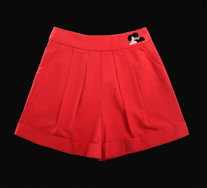 MSKOOK skirts wide leg pants - red - กางเกงขายาว - วัสดุอื่นๆ สีแดง