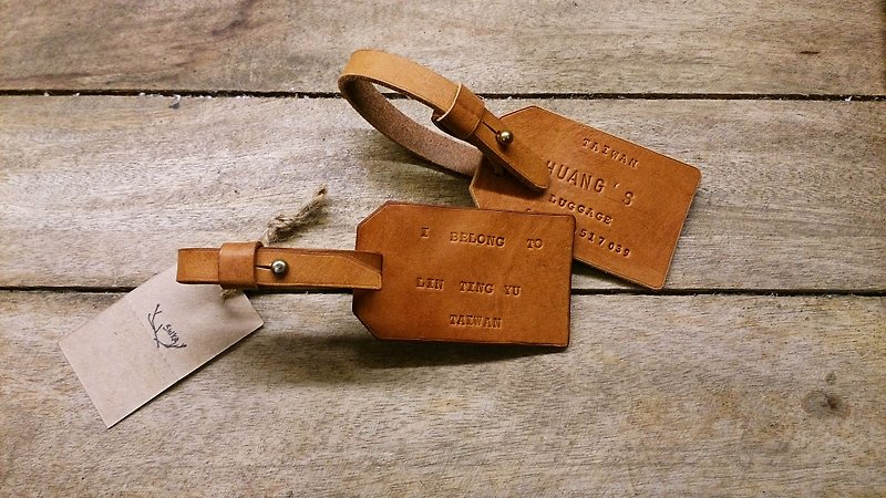 Hand skarn Shika // Italian vegetable-tanned leather material _ _ leather luggage tag - ป้ายสัมภาระ - หนังแท้ สีนำ้ตาล