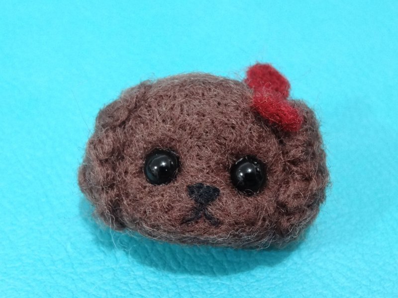 Poodle Head - Wool felt  (key ring or Decoration) - Keychains - Wool Brown