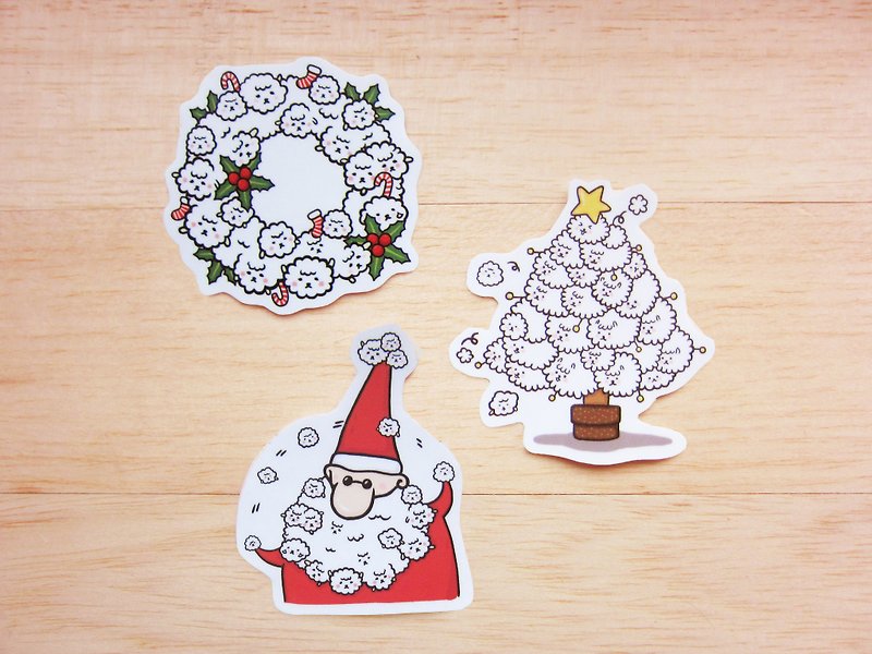 *Mori Shu*Christmas Bubble Sheep waterproof - Hand stickers Group Limited (three in) - Stickers - Paper 