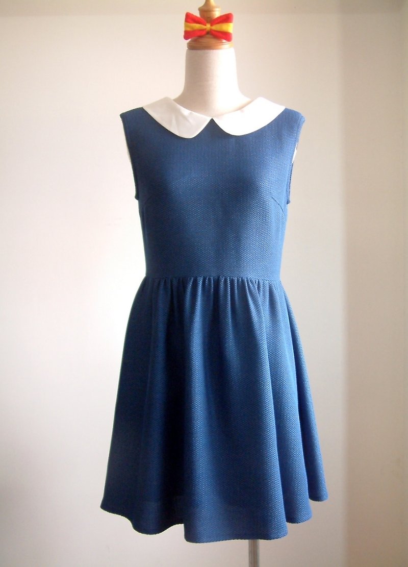 Retro sleeveless dress-royal blue - ชุดเดรส - วัสดุอื่นๆ สีน้ำเงิน