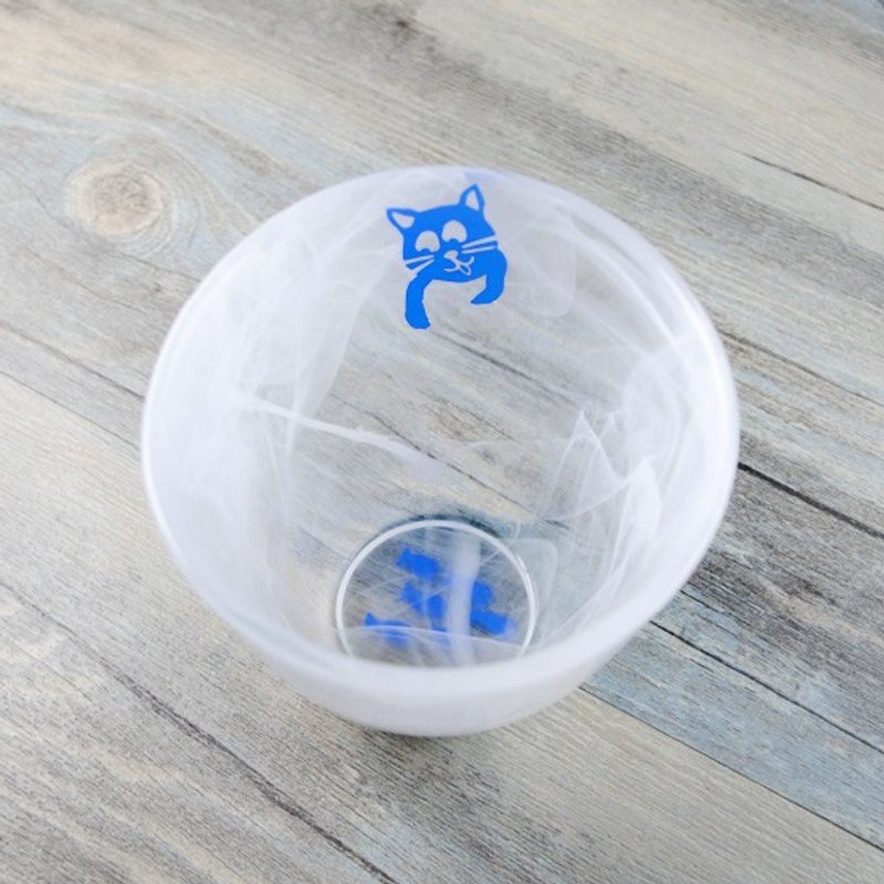 300cc [cat] village glass (Blue Cat) ne ko Cat Scratch Cat Scratch warm texture of the fish by hand cup cup glass art い zu ma de mo a thread i ta い で no sculptures - Bar Glasses & Drinkware - Glass Blue